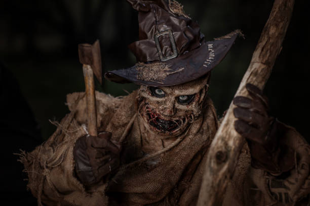 istock Halloween Scarecrow in a forest 2179942689