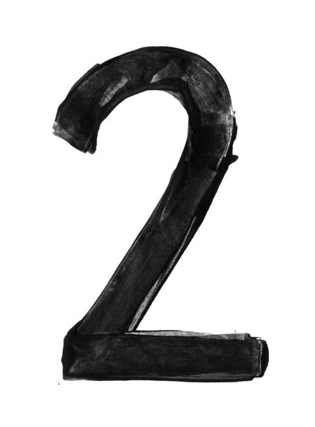 istock Abstract number 2 hand painted on white background - vector illustration - dirty imperfect line with uneven edges created by thick black paint smeared by narrow spatula paint on paper - unique shape and texture effect 2179946143