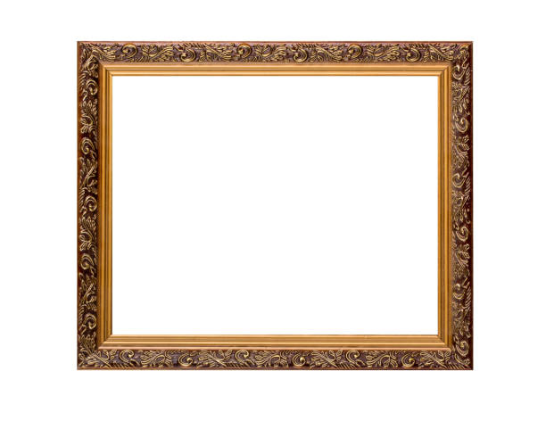 Vintage old retro wooden frame isolated on white