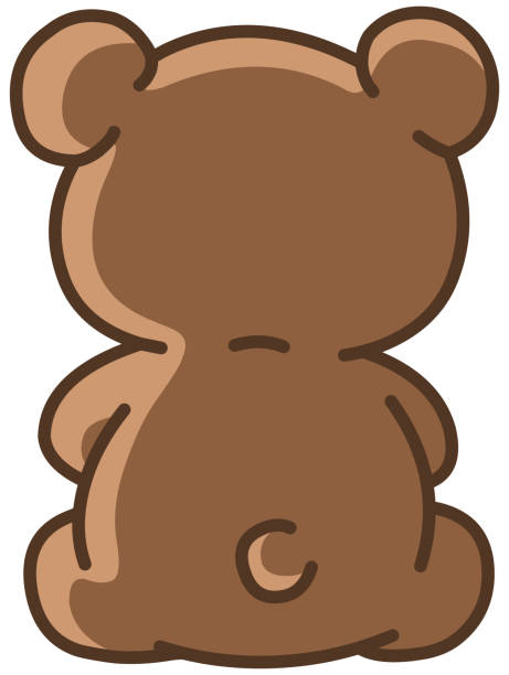 Teddy Bear Back Brown teddy bear sitting, viewed from behind sad kawaii teddy bear stock illustrations