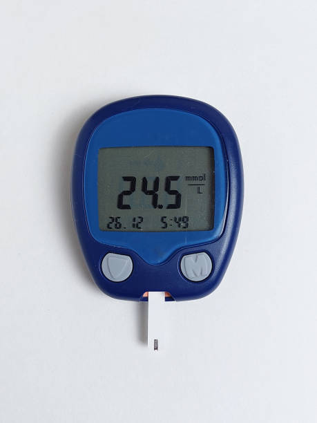 istock Glucometer with a very high sugar reading on the scoreboard. View from above. White background. The concept of diabetes. 2179952268