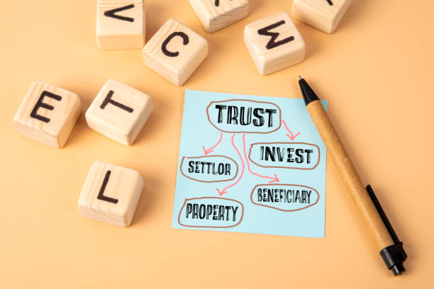 istock Trust - legal relationship concept. Note sheet with text 2179963762