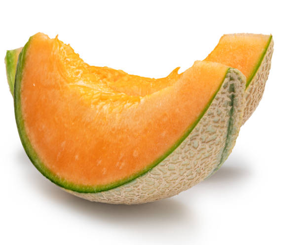 istock Two cantaloupe melon slices isolated on white background. File contains clipping path. 2179965460