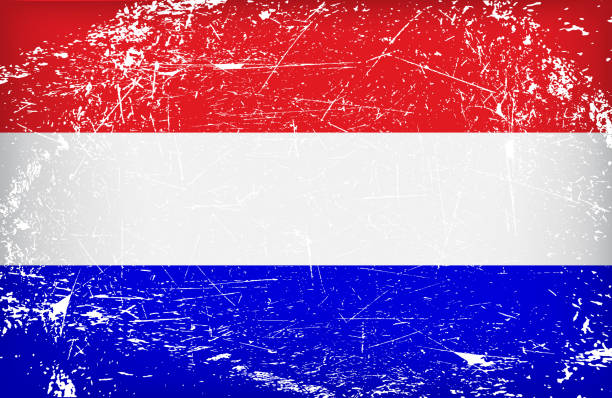 istock Colorful flag of the Netherlands with scratches in grunge style 2179966689