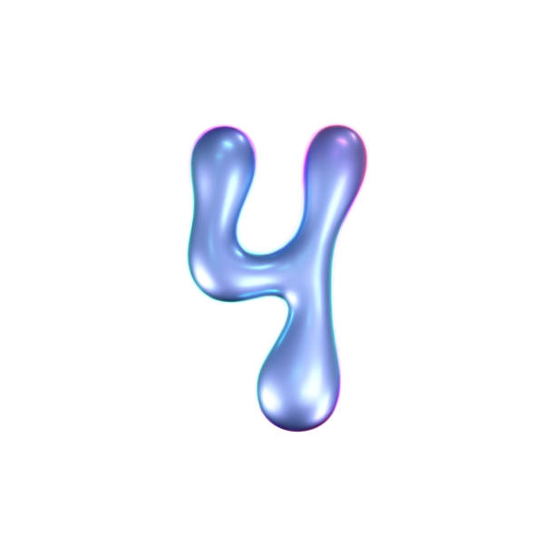 istock 3d holographic liquid number 4 in y2k style isolated on a white background. Render of 3d neon inflated iridescent numbers with rainbow effect. 3d vector y2k hologram 2179969767