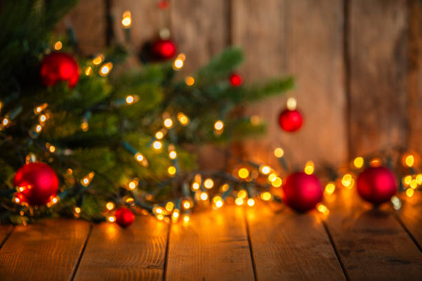istock Defocused Christmas decoration background illuminated by string lights 2179970486