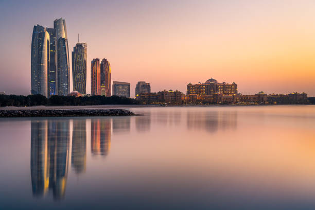 istock View of Abu Dhabi Tranquil City Skyline Reflection at Sunset 2179975642
