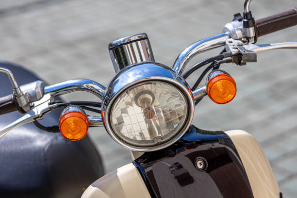 istock Retro scooter with speedometer on a trip. Scooter trip in Italy. 2179976203