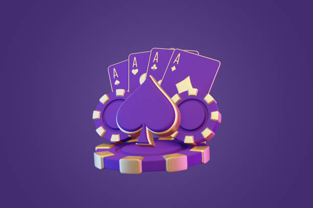 istock Vibrant Purple and Gold Poker Aces with Chips. 3D render illustration 2179979869