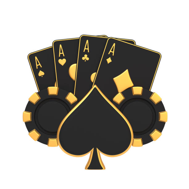 istock Golden Aces and Black Poker Chips Design. 3D render illustration 2179979876