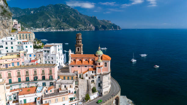 istock Explore the breathtaking Amalfi Coast featuring charming cliffs and azure waters on a sunny day 2179980401