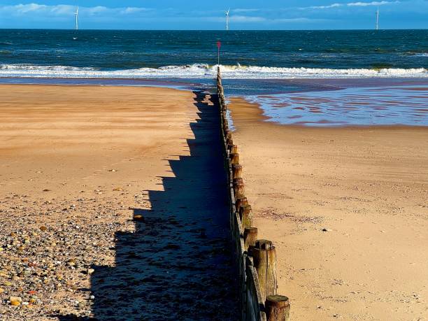 istock Groyne casting shadows on a beach in Northumberland 2179998931