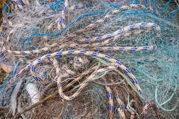 istock Fishing net ready for use in the arctic waters 2180004744
