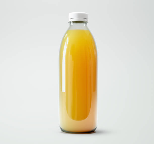 istock Bottle of orange juice on white, 3d illustration, 3d rendering 2180022674