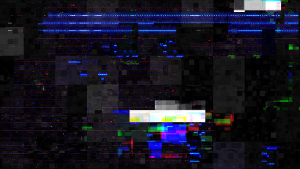 istock Abstract tech signal disruption digital glitch damaged effect textured overlay VHS Style and light glow neon background. 2180038839