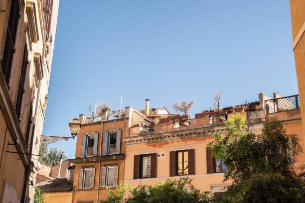 Architecture of Rome, Italy. Old buildings and streets on sunny summer day