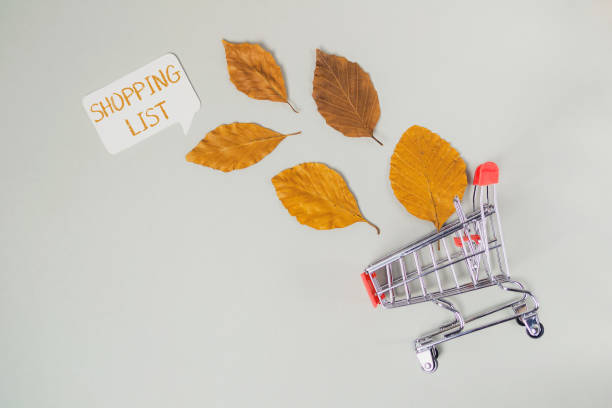 istock Shopping cart with a shopping list on it 2180057562