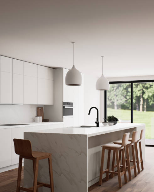 istock A beautiful modern kitchen interior featuring abundant natural light and a spacious, open layout 2180057744