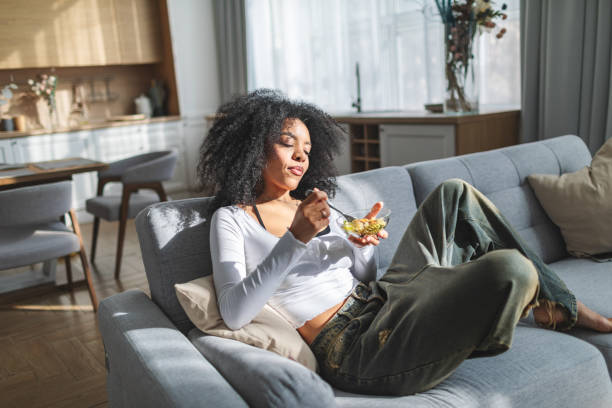 istock Relaxing with pasta salad at home 2180059931