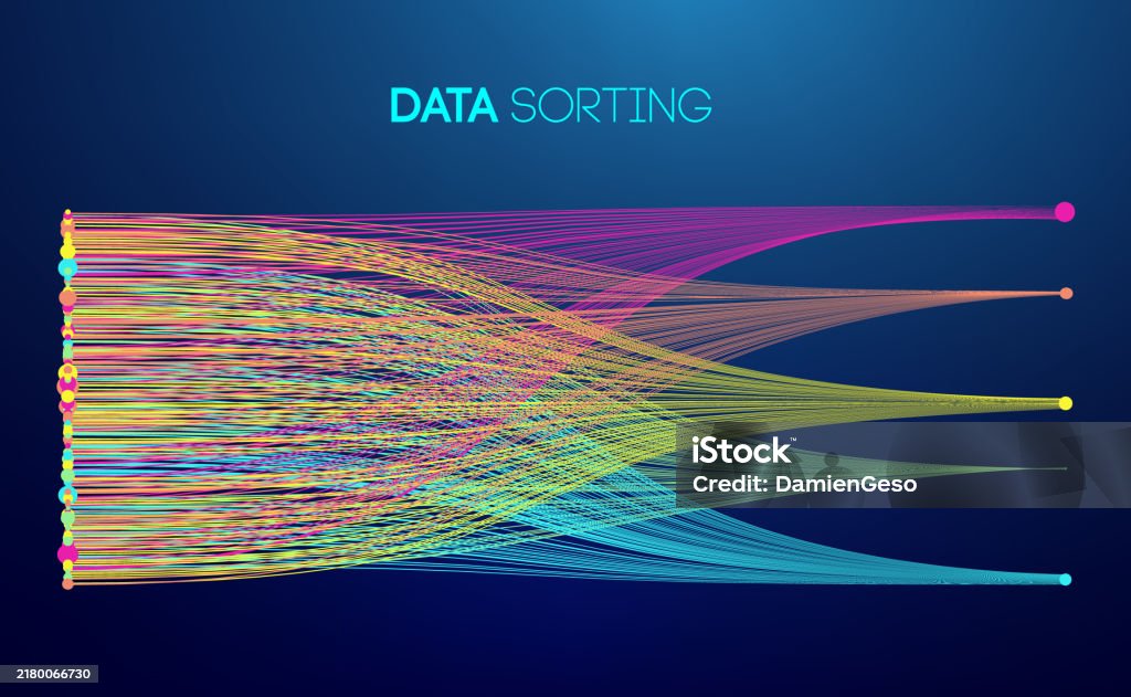 Data Sorting Colorful Lines Background Data Flow Technology ...