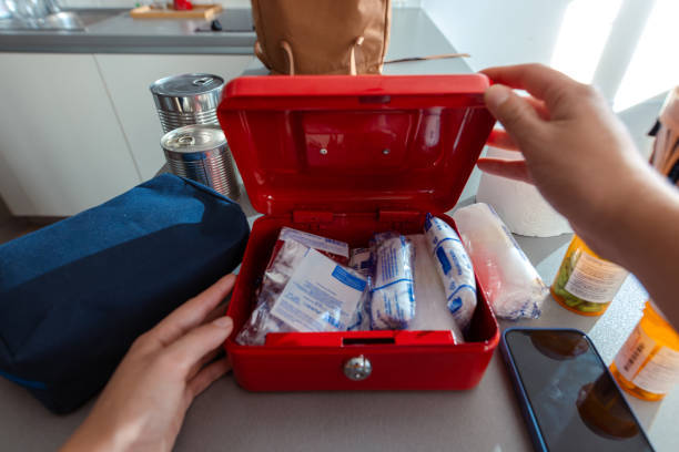istock Essential first aid kit with medications for emergency preparedness 2180070415