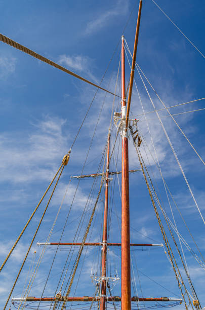 Detail of ship masts in a port