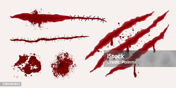 Hand Blood Cut R Letter Cuts And Wounds Of Various Shapes Bullet Marks Splashes And Drops Stock ...