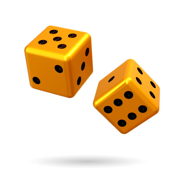 istock Casino Gambling dice with black dots. Vector illustration. Gold Game Dice Cubes in Flight on a white background. Realistic 3d icon for casino and gambling industry. 2180083222