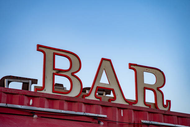 istock Outdoor red and white Bar sign. 2180091214