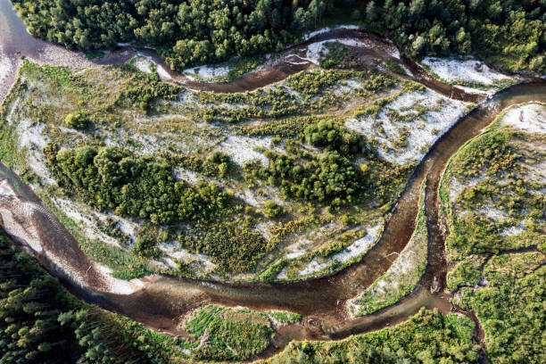 istock Bends of the river, top down view 2180093414