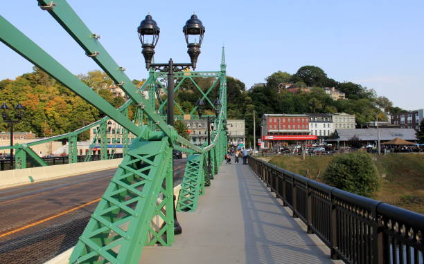 Northampton Street Bridge, aka the Free Bridge, Easton, PA, USA stock photo