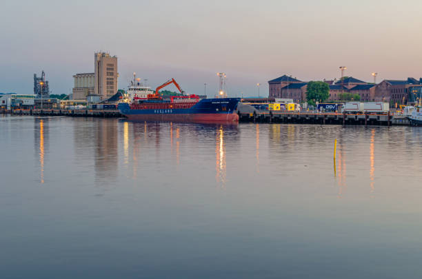 Oslo, Norway - July 10, 2014: View at dusk of Oslo harbour, Norway