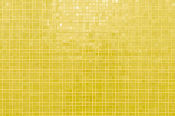 Yellow ceramic wall and floor tile abstract background. Design geometric gray mosaic texture decoration of the bedroom. Simple seamless pattern grid for backdrop hospital wall, canteen and kitchen.