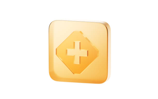 Transparent golden glass icon, 3d rendering. 3D illustration.