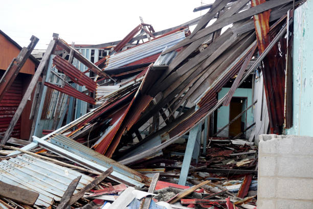 istock Crash house, Roof and building damage 2180120945