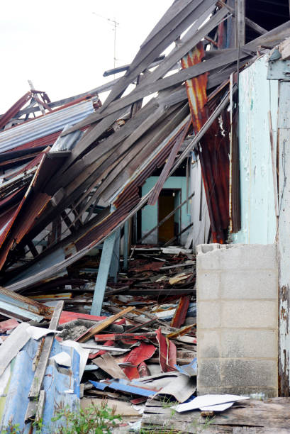 istock Crash house, Roof and building damage 2180120946