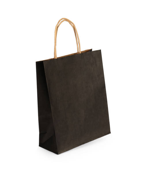 istock One black paper shopping bag isolated on white 2180133483