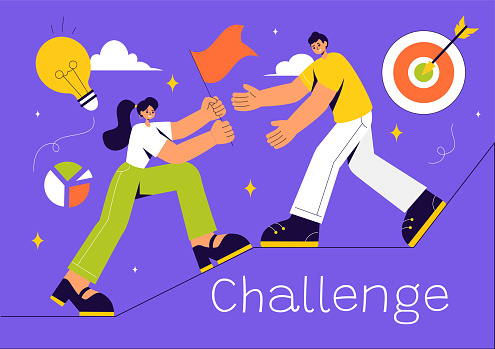 Challenged Graphics Challenge Vector Illustration Featuring A Businessman Running To The ...
