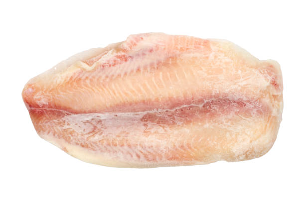 istock Frozen pangasius fish fillet on a white background. 2180150389