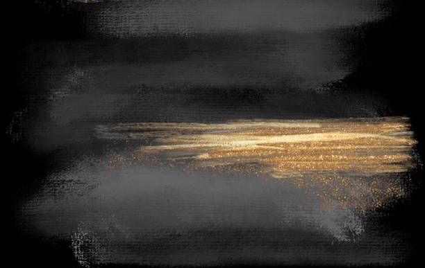 istock Abstract art texture. Freehand painting. Golden brushstrokes on black background 2180152777