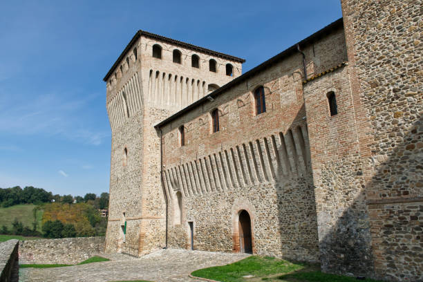 Remains of a medieval castle in Borghetto, a small village on the banks of the River Mincio. Valeggio sul Mincio municipality. Verona Province. Veneto. Italy.