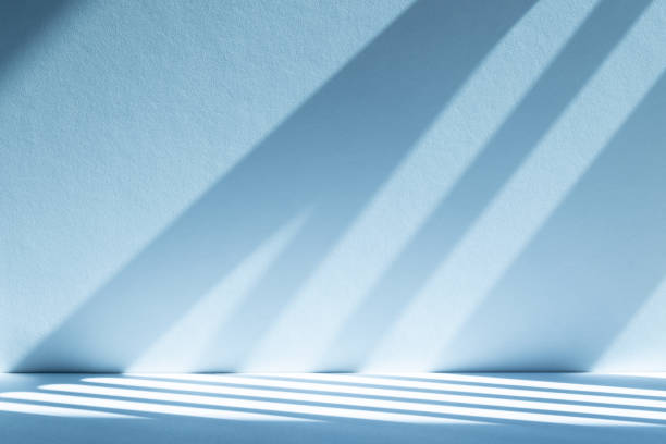 istock Studio style background wall decoration presentation uses white and blue tones. with shadows cast from a nearby window, concept creating a decorative 2180154202