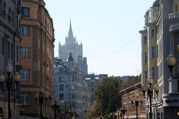 Moscow, Russia - September 28, 2024: View of the Arbat street. Old Arbat.