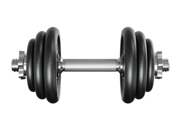 istock Black adjustable dumbbell, weightlifting gym equipment, side view 2180179062