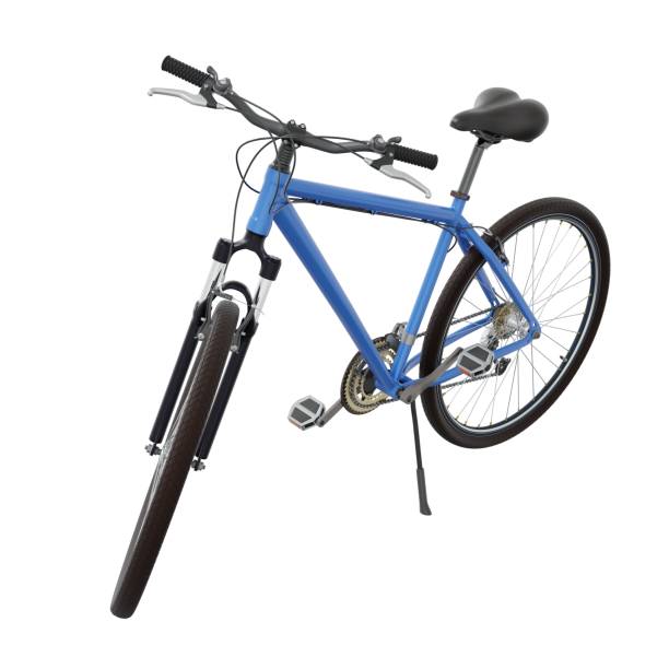 istock Blue bicycle standing on kickstand, top view isolated on white background, 3D illustration 2180179424