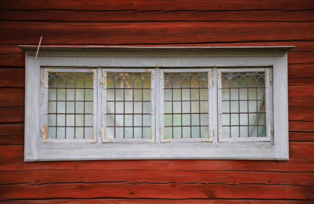 wooden window with colorful background