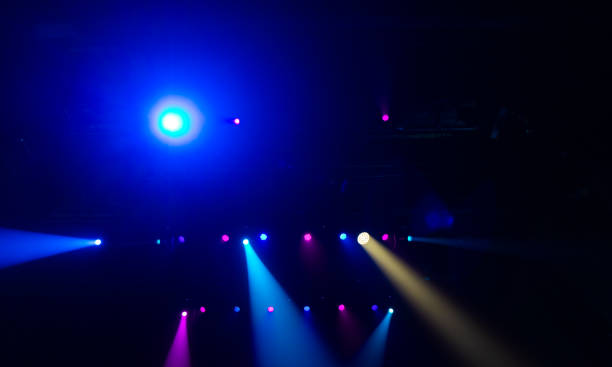 istock Colorful concert lights on empty stage 2180189429