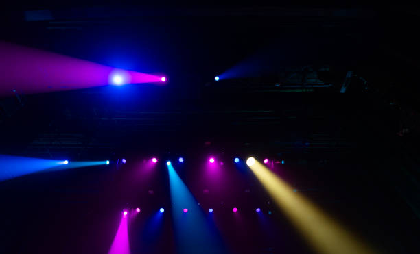 istock Colorful concert lights on empty stage 2180189469