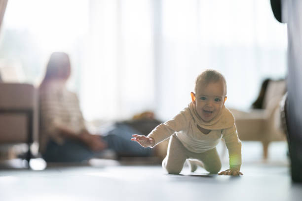 Collage of portraits of little boy, baby, child standing and walking isolated over white background. Concept of childhood, motherhood, family, health, care. Copy space for ad