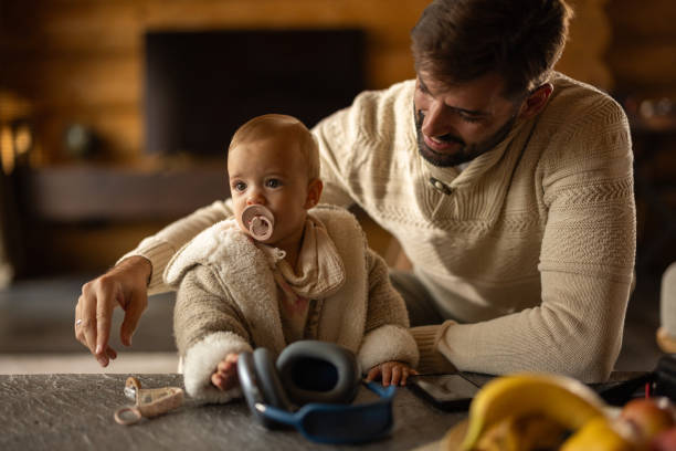 istock Happy baby in father's arms 2180190977